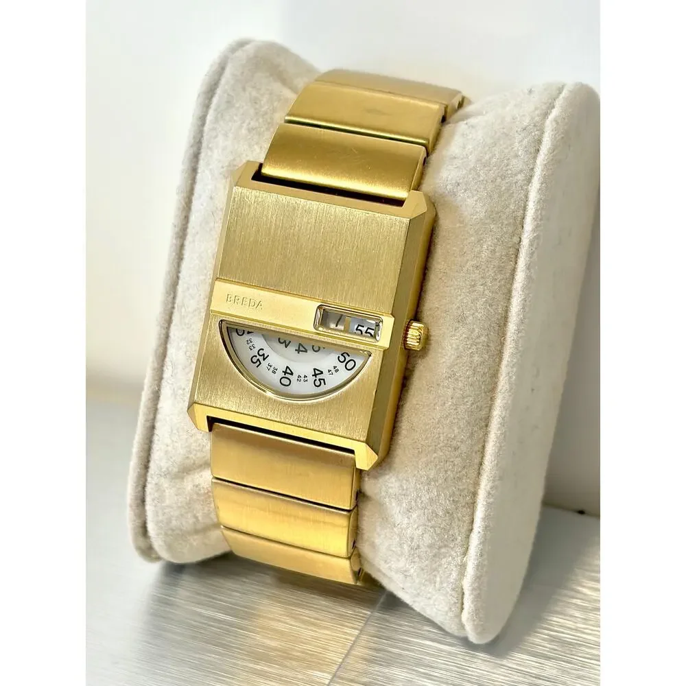 BREDA 1747A Pulse Tandem Gold Tone Watch w/ Box Modern Retro Unisex Quartz